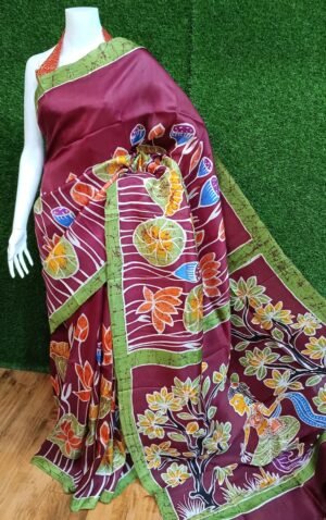 Pure silk hand batik saree