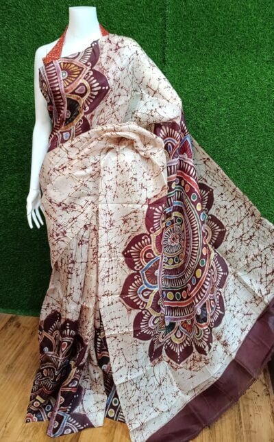 Traditional Hand Batik Silk Saree