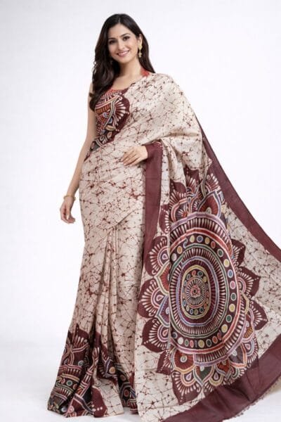 Traditional Hand Batik Silk Saree