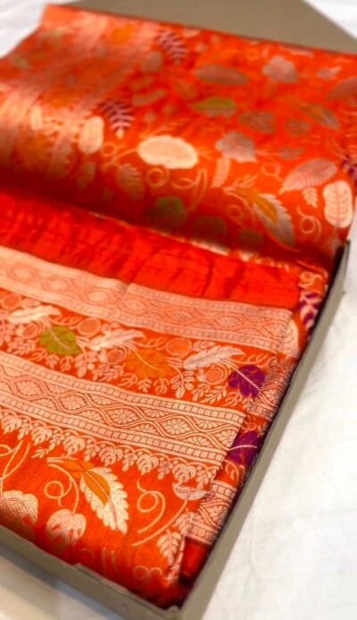 Banaras Silk Sarees - Mashru Katan Silk Orange