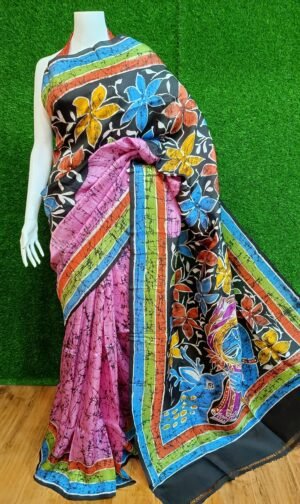 Batik Silk Saree Pink