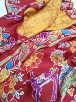 Yellow Pure Silk Batik Saree