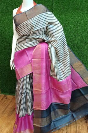 Elegant Zari Tussar Silk Hand Block Print Saree - Traditional Craftsmanship