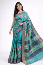 Premium Zari Tussar Silk Saree - Kalamkari Elegance