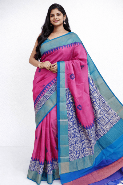 Elegant Zari Border Pure Tussar Silk Saree