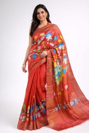 Kalamkari Tussar Silk Saree 2025