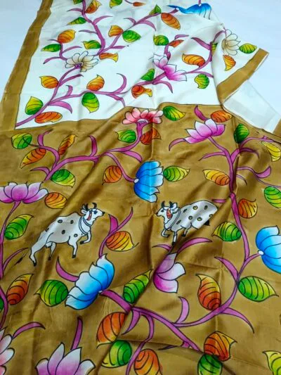 Pure Pattu Sarees With Kalamkari Print