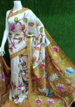 Pure Pattu Sarees With Kalamkari Print