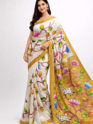 Pure Pattu Sarees With Kalamkari Print