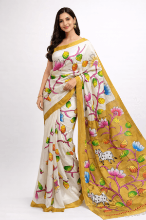 Pure Pattu Sarees With Kalamkari Print