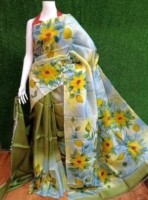 Pastel Floral Silk Pattu Saree