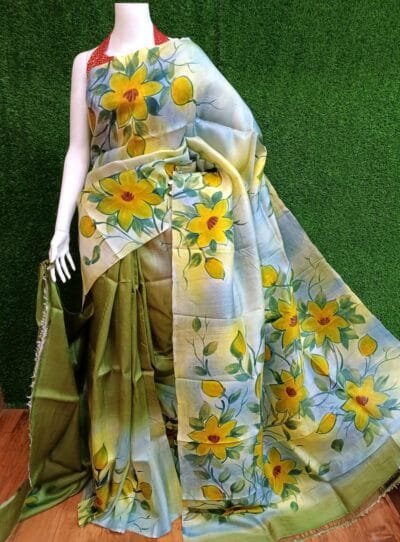 Pastel Floral Silk Pattu Saree