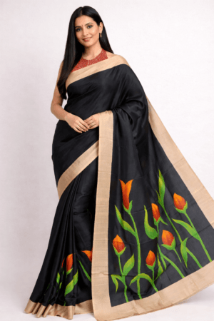 Pastel Floral Silk Pattu Saree