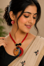 Mrignayani Handpainted Neckpiece with Earrings