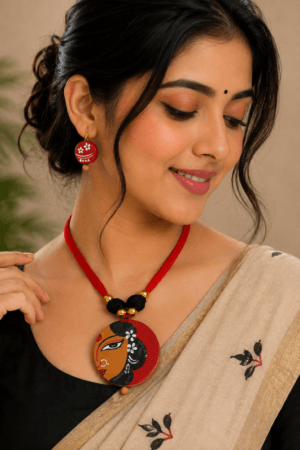 Mrignayani Handpainted Neckpiece with Earrings