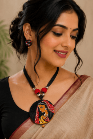 Unique Hand Painted Terracotta Necklace