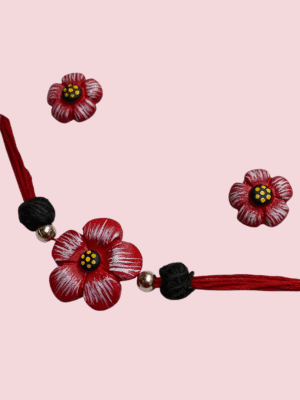 Floral Design Choker Terracotta Necklace Set
