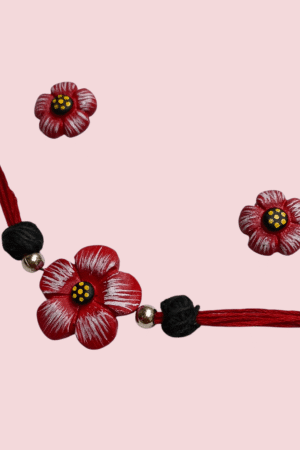 Floral Design Choker Terracotta Necklace Set