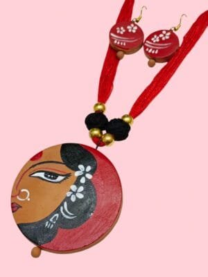 Mrignayani Handpainted Neckpiece with Earrings