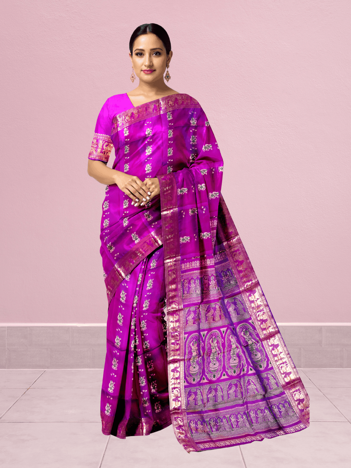 Bishnupuri Bridal Swarnachari Saree Online