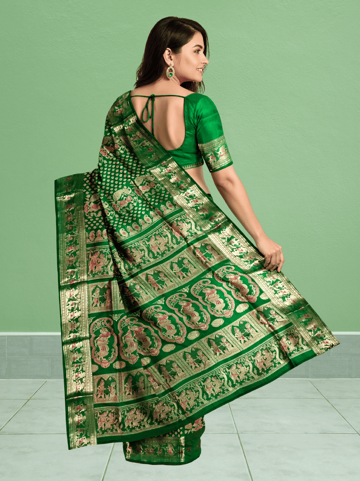 Green Swarnachari Saree