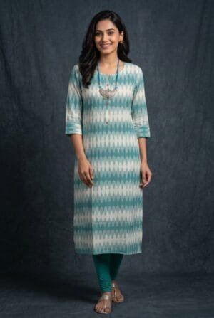 Pure Handloom Ikkat Cotton Kurti for Women | Ethnic Daily Wear Kurta
