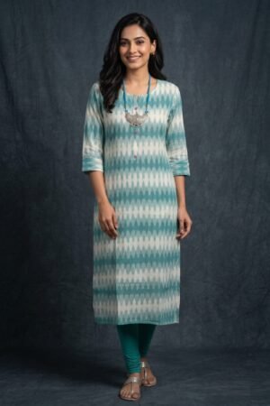 Pure Handloom Ikkat Cotton Kurti for Women | Ethnic Daily Wear Kurta