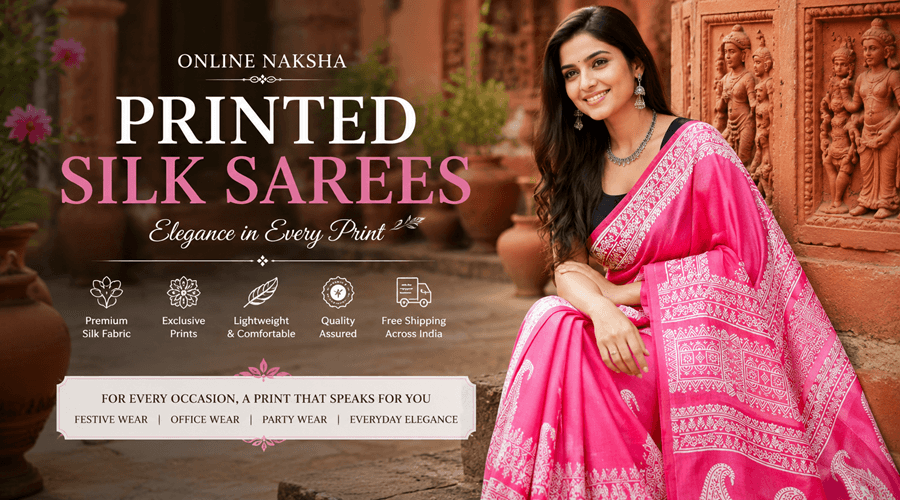 Printed Silk Sarees Collection Online at Online Naksha