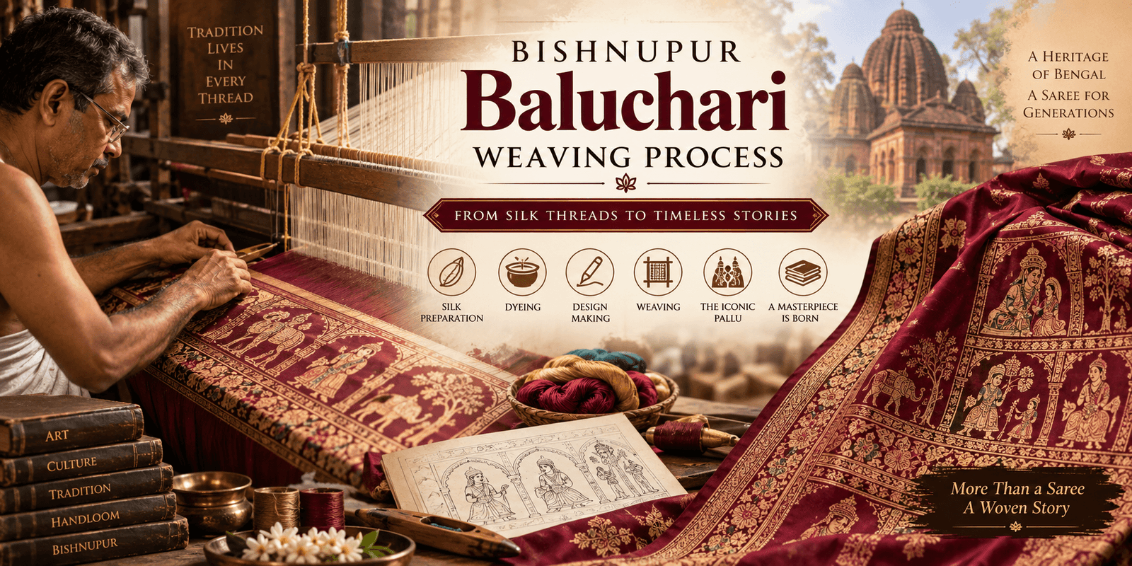 Bishnupur Baluchari weaving process