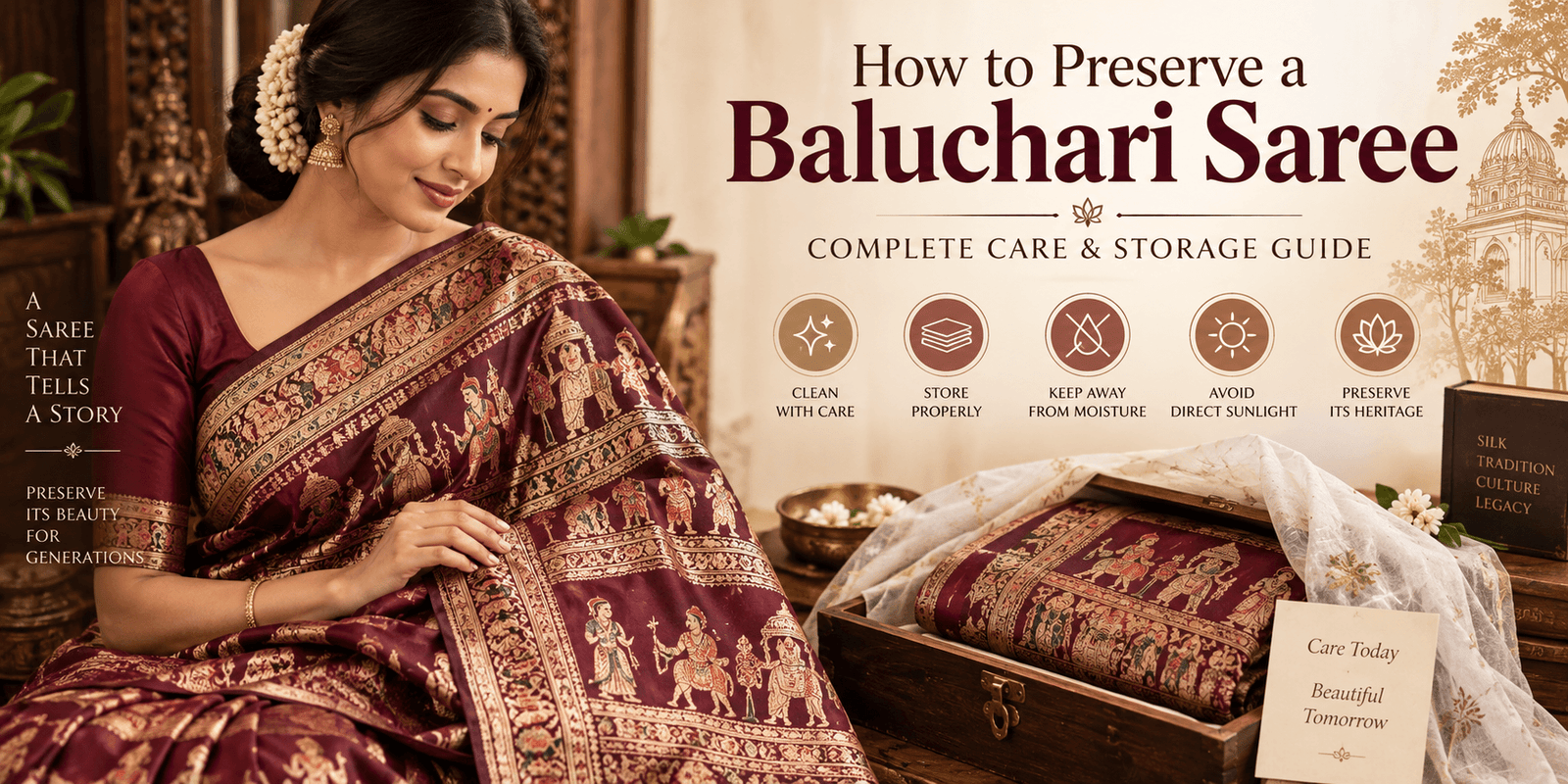 How to preserve a Baluchari saree