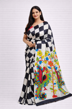 Acid Painted Silk Saree Online