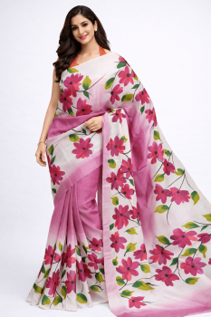 Floral Handpainted Pure Silk Saree Online